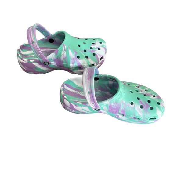 Crocs W9- Purple/Turquoise Marbled - Original Clog style - Picture 6 of 7